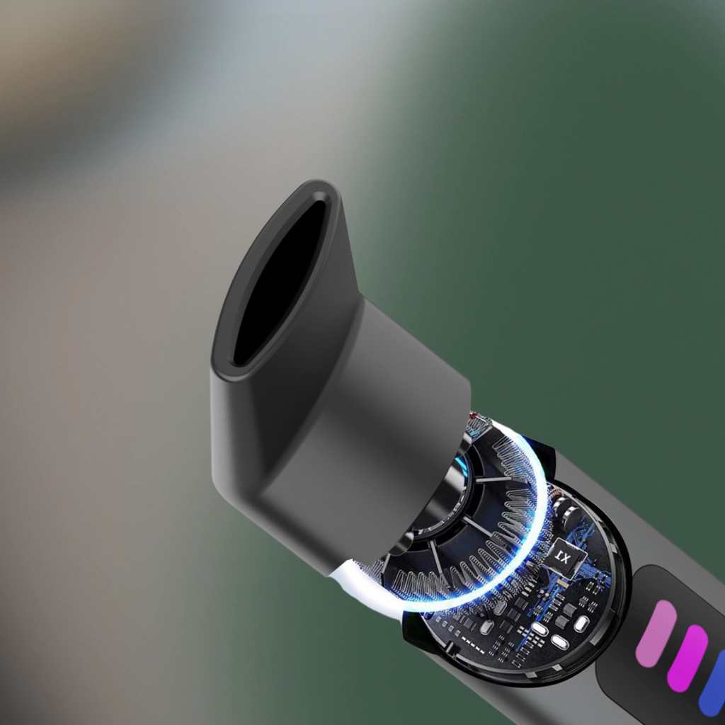 Prolungs U-Pro Portable Breath Trainer internal sensor cutaway view showing precision flow measurement technology
