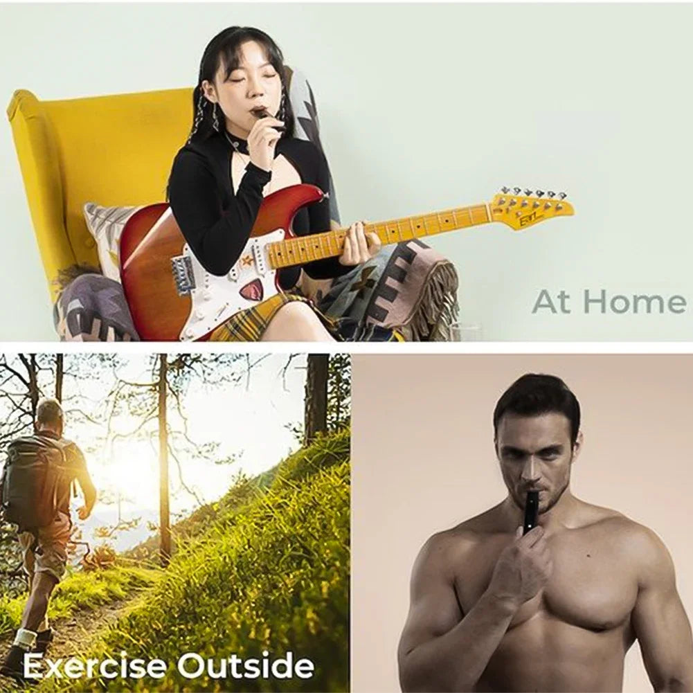 Wireless Respiratory Trainer Bluetooth Lung Capacity Device Adjustable Resistance Training for Kids Adults