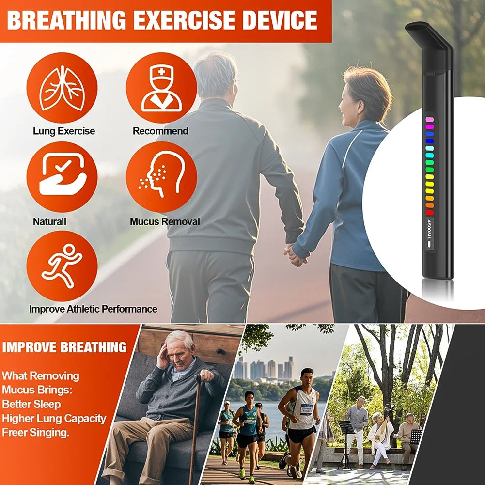 Digital Breathing Exercise Device Lung Breath Trainer Portable Inspiratory and Expiratory Breath Training Device