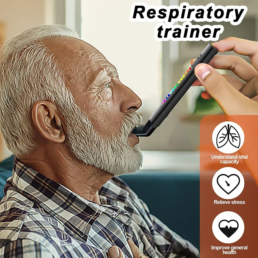 Digital Breathing Exercise Device Lung Breath Trainer Portable Inspiratory and Expiratory Breath Training Device