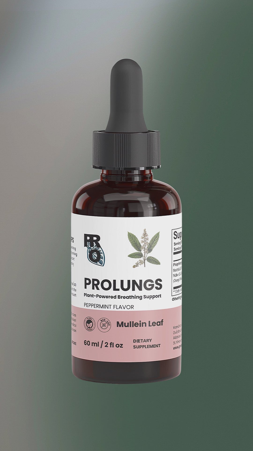 Prolungs respiratory drops bottle with glass dropper