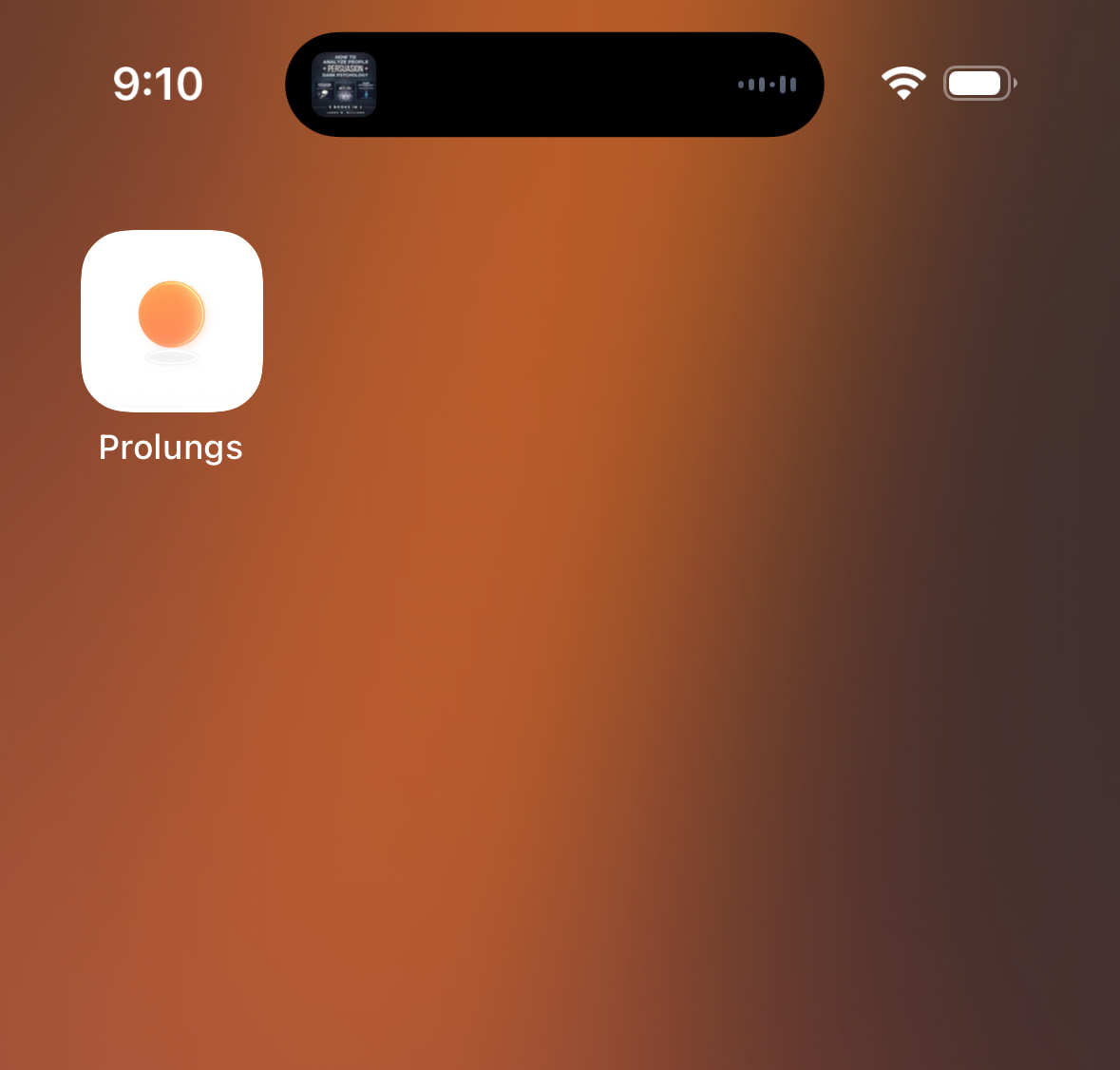 Prolungs breathing app icon on iPhone home screen - download the Prolungs Breathe Easy lung training app for iOS