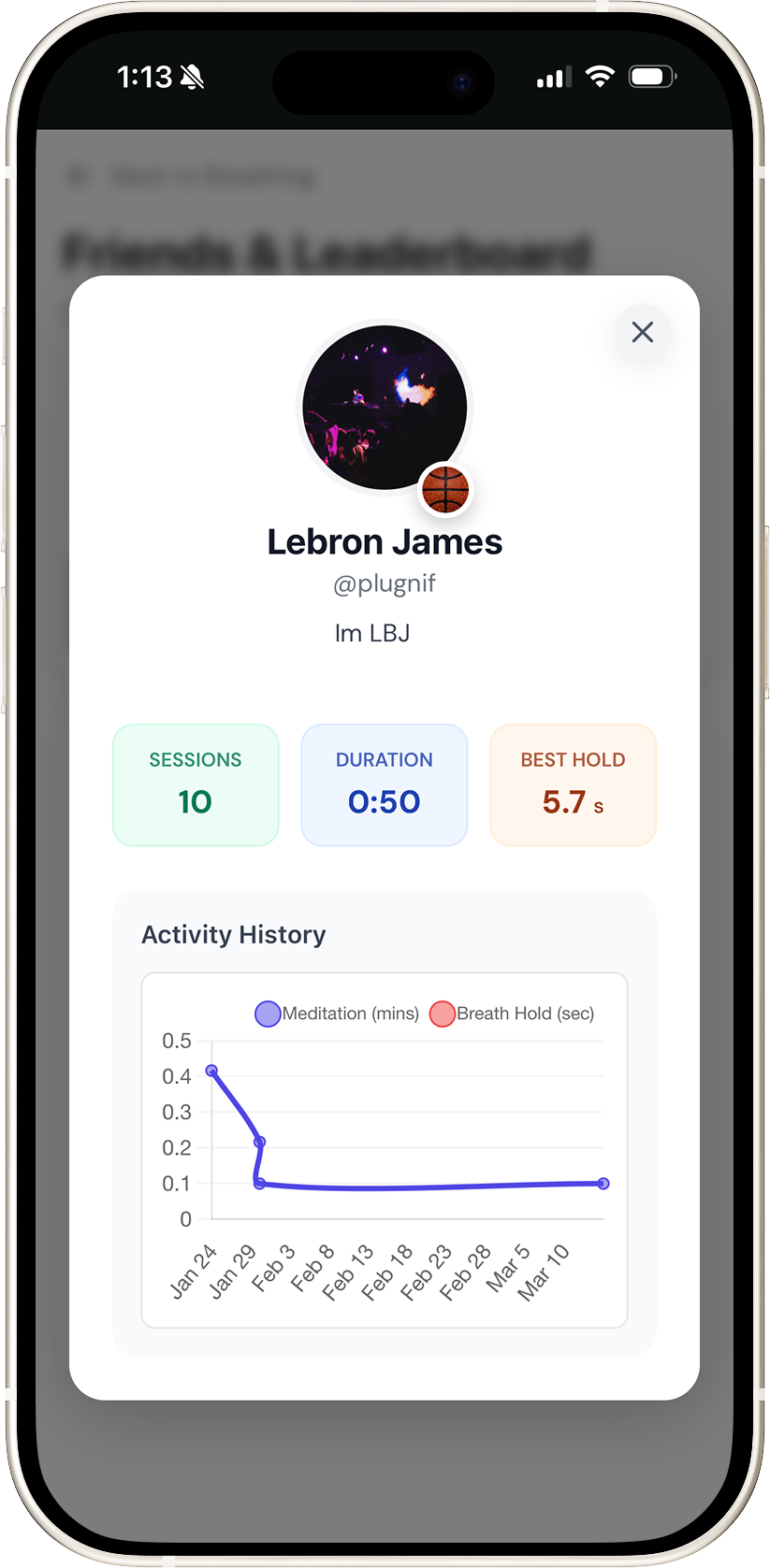 Prolungs Breathe Easy guided breathing session on iPhone - lung training app for athletes and respiratory health