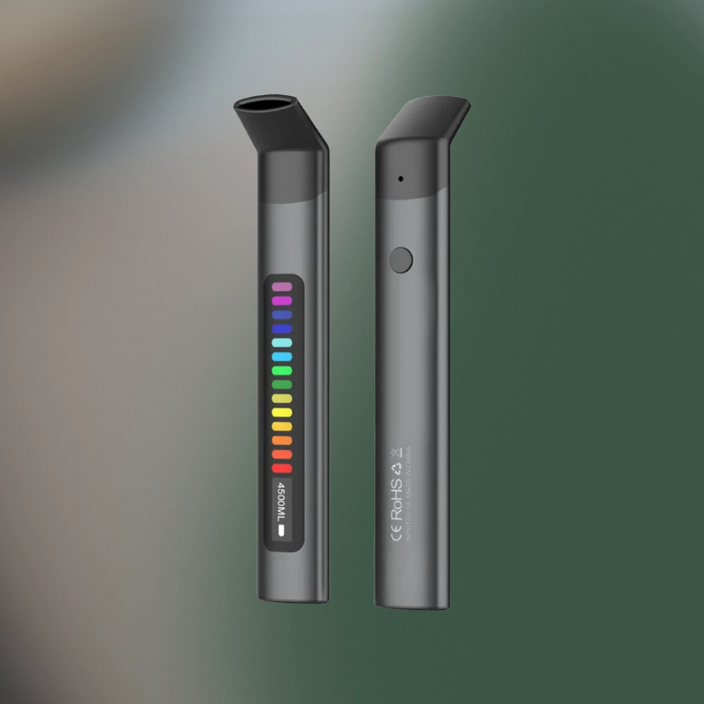 Prolungs U-Pro Portable Breath Trainer front and back view showing mouthpiece and charging port